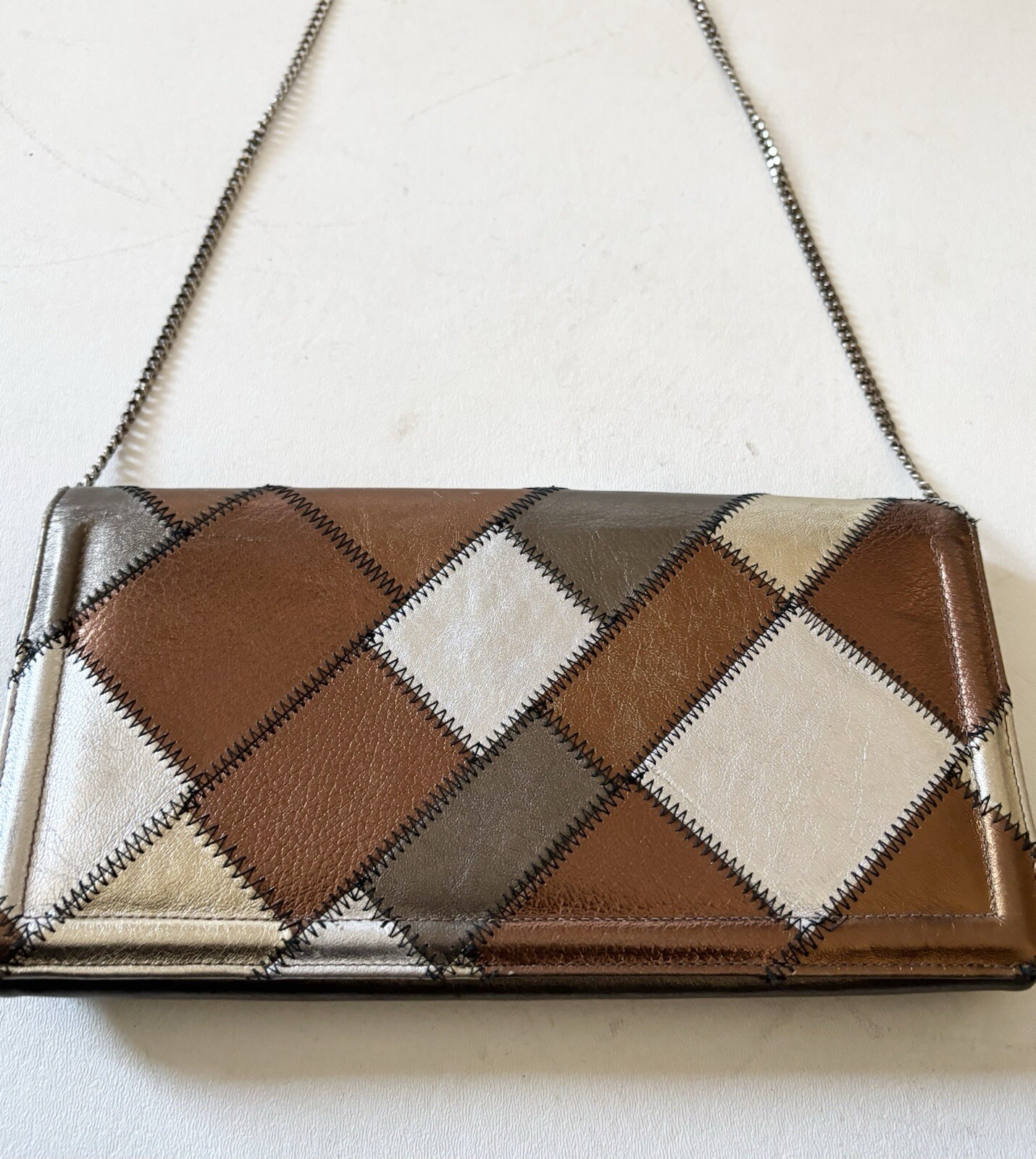 Morris Moskowitz Patchwork Metallic Leather Clutc… - image 2