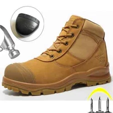 Safety Men's Genuine Leather Shoes Protective Steel Toe Puncture-Proof Work Boot