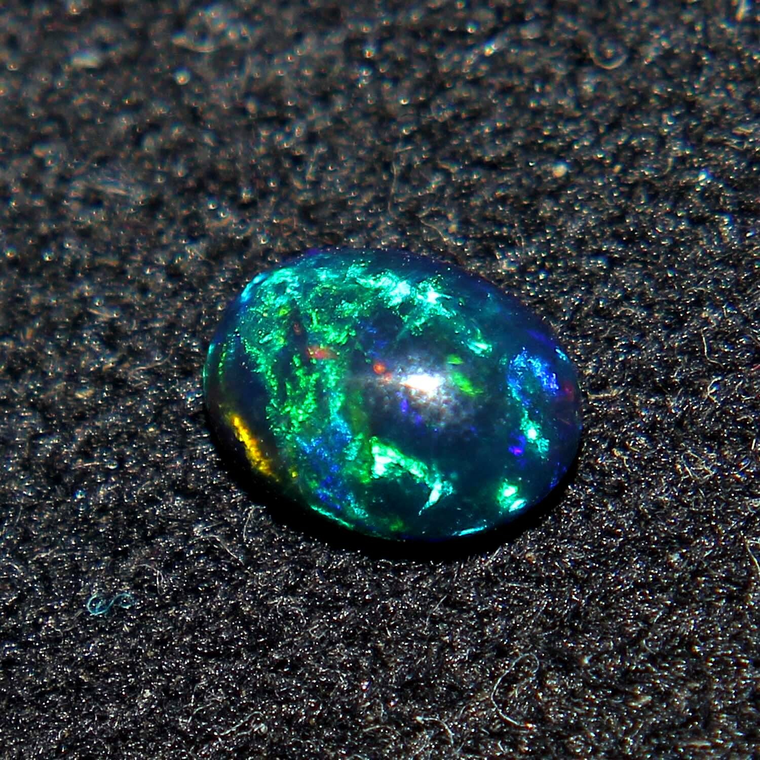 8x10 mm Natural Ethiopian Multi Fire Black Opal Oval Cabochon Gemstone