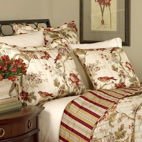 3PC or 4PC 100% Cotton Quilt Set, Waverly Papaya Charleston Chirp Collection - Picture 4 of 4