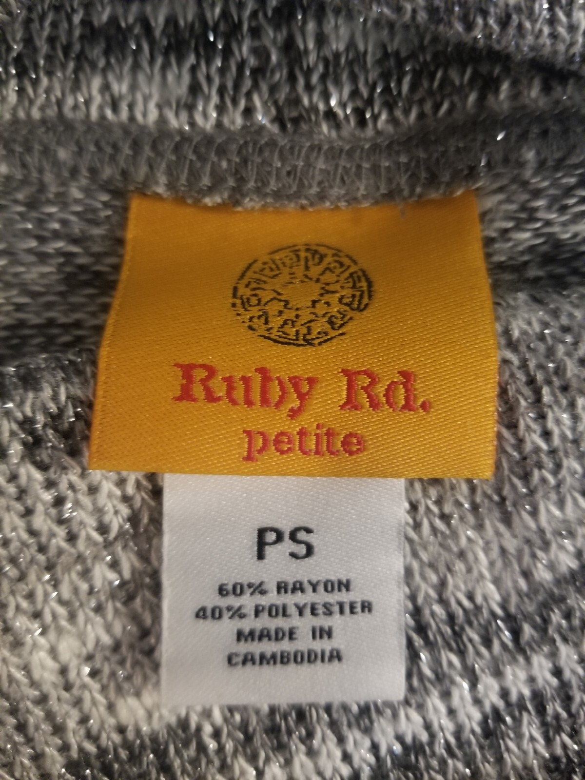 Ruby Rd Sweater Petite Small Gray Silver Drawstri… - image 8