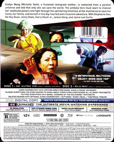 Everything Everywhere All at Once 4K Blu-ray Walmart Exclusive 2022 + Slip Cover - Picture 4 of 5