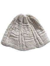 Cream Ivory Knit Hat Beanie Cap Handmade Baby Kids Wavy Trim