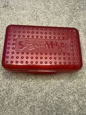 Vintage Spacemaker Pencil Box Red 90's Plastic Storage Case Made In USA