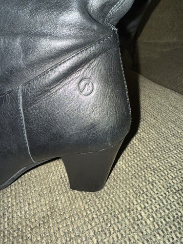 Boots Black Tall Thigh High REAL leather 3inc heel adjustable backstrap Sz9women - Picture 6 of 20