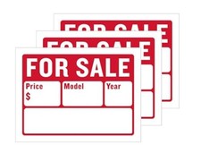 3-Pack Large 'Car For Sale' Signs   16" x 12" Weatherproof Plastic with