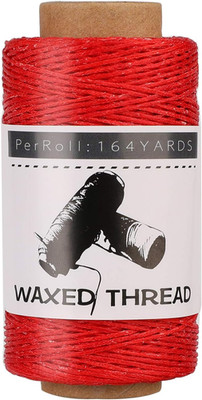 Waxed Thread, 150M /164Yards Red Leather Sewing Thread, Hand Stitching Threads f