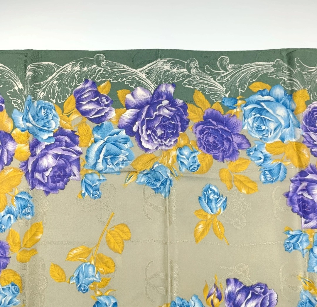 SETA Foulard Sciarpa Quadrata Donna Multicolore Stampa Floreale Rose image 5