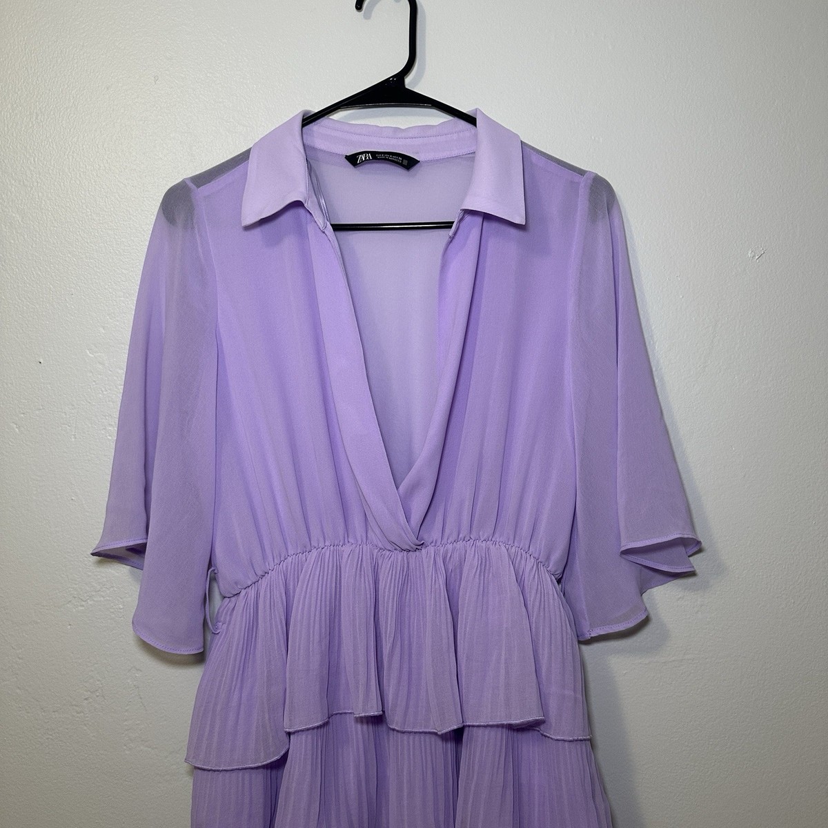 purple mini dress zara Zara Jacquard Belted Purple Mini Dress