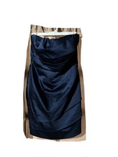 David’s Bridal Short Pleated Satin Strapless Dress 8 F14212