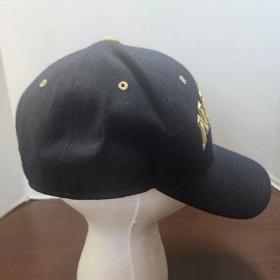 Navy Midshipmen Hat Cap Black Gold Embroidered Baseball Cap Fitted 7 1/2 - Image 2 of 4