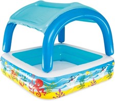 Bestway Inflatable Paddling Pool with Sunshade for Kids Outdoor Garden Play