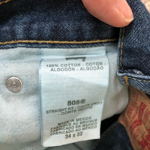 Jeans Levis 505 34x32 Para Hombre Azul Calce Regular Pierna Recta Denim Lavado Medio Trabajo - Imagen 8 de 11