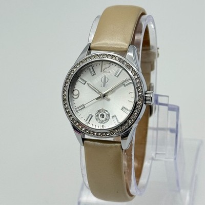 Women's JENNIFER LOPEZ JLO Silver Tone Crystal Accent Watch, Leather, FMDJL331