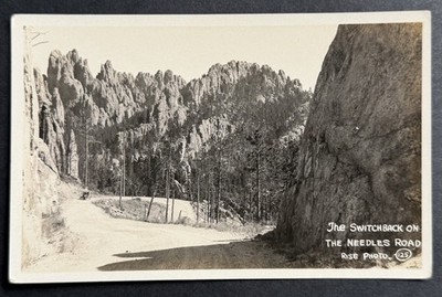 The Switchback on The Needles Road South Dakota Rise Real Photo Postcard RPPC