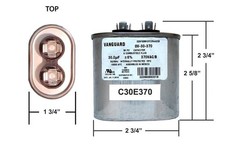 30 MFD 370 VAC Oval Motor Run Capacitor