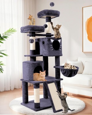 66in Multi-Level Large Cat Tree Tower for Indoor Cat/Kitties, Mordern Cat Tow...