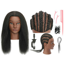 Mannequin Head 100 Human Hair Cosmetology Manikin Doll Training Head with Stand