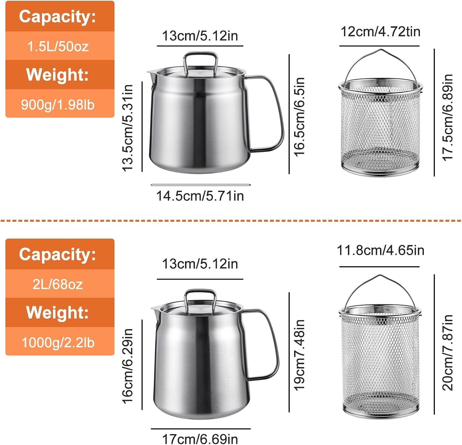 Deep Fried Sign Versatile 304 Stainless Steel Deep Fryer & Oil Filter Pot - Healthier ...
