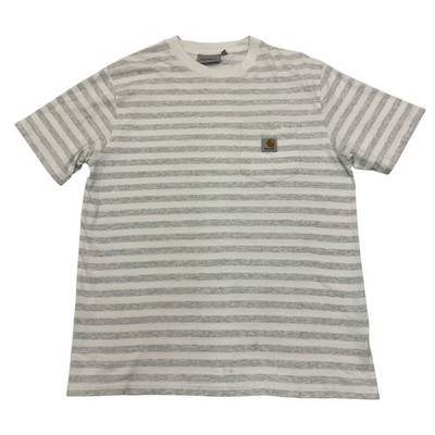 Carhartt WIP Scotty Pocket T Shirt Striped Mens Large White Grey Cotton