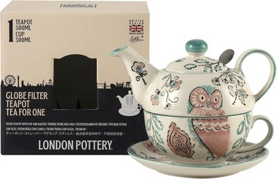 Ceramic Tea Sets for One, 10 OZ Teapot with a Fine Stainless Steel Infuser