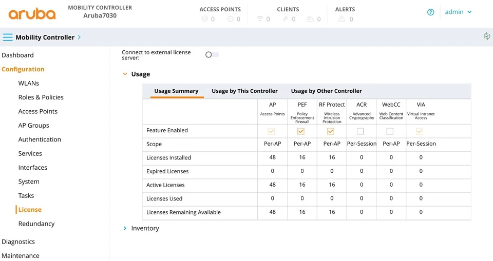 Aruba 7030-RW ARCN7030 WLC Controller JW686A, License 48AP 16PEFNG 16RFP, 1Y-Wty - Image 3 of 4