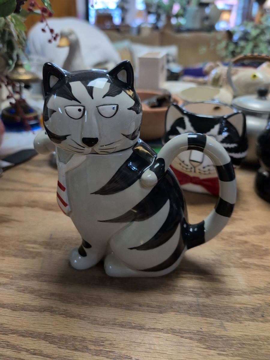 Vintage Takahashi San Francisco Hand Painted Tom Cat Teapot 7