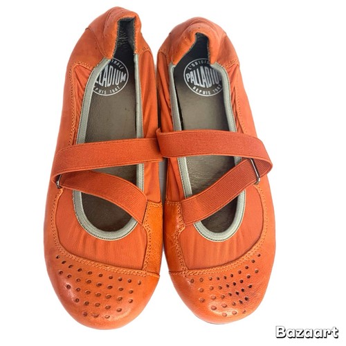 Palladium Criss Cross Ballet Flats Orange leather women's shoes Sz: 9 US - Picture 4 of 8
