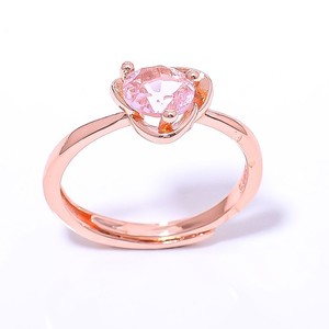 Authentic Rose Quartz Gemstone Rose Gold Plated Ring Adst (R13)