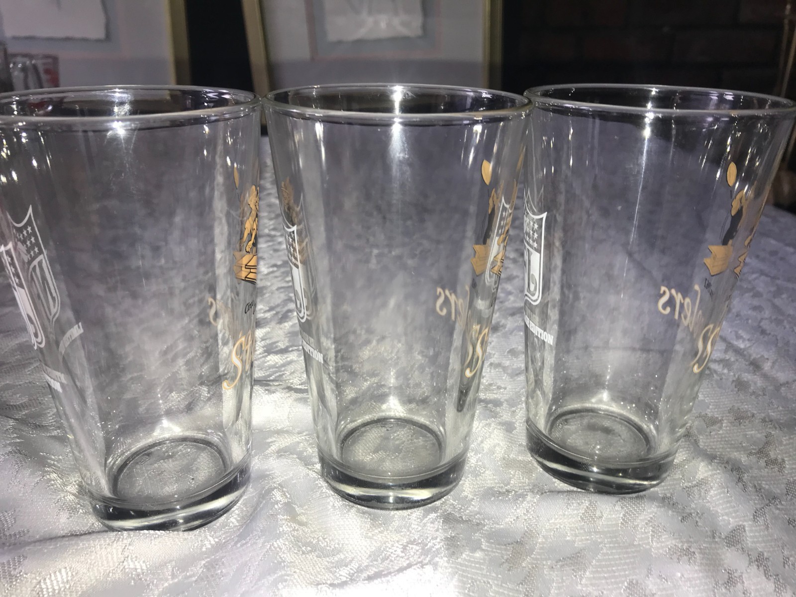 3 Rare PITTSBURGH STEELERS Retro CIRCA 1961 Logo-Man STEELY 16oz PINT GLASS 5¾" view 8