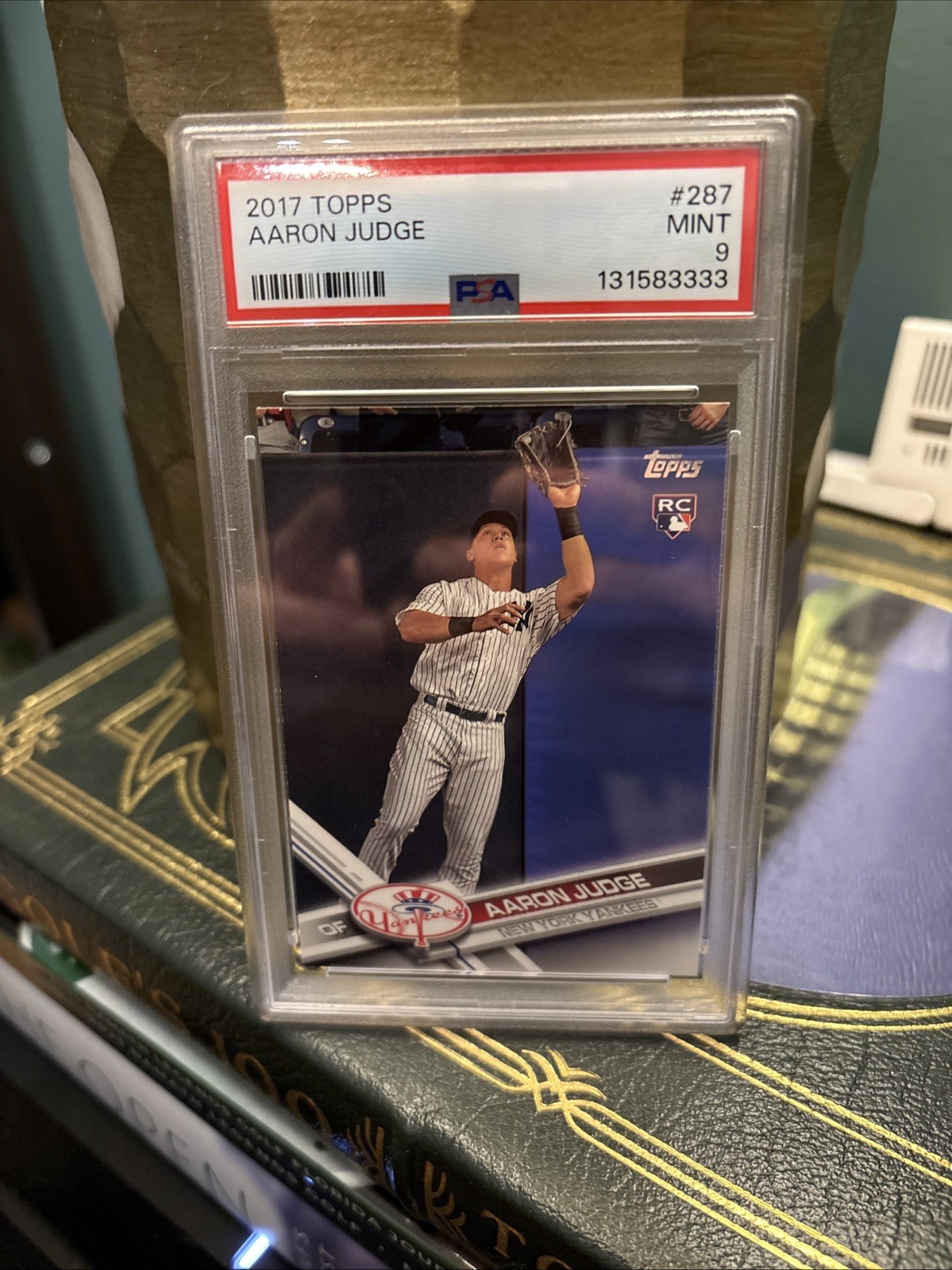 Aaron Judge 2017 Topps Series 1 Catching Rookie #287 PSA 9 RC Mint Yankees MVP