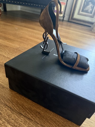 YSL, Yves Saint Laurent Opyum Suede Heel Sandal - Size 6.5/36.5