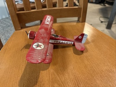 ERTL Texaco 14 Red/white Bi Plane NC563Y Diecast Metal Great Condition 12''