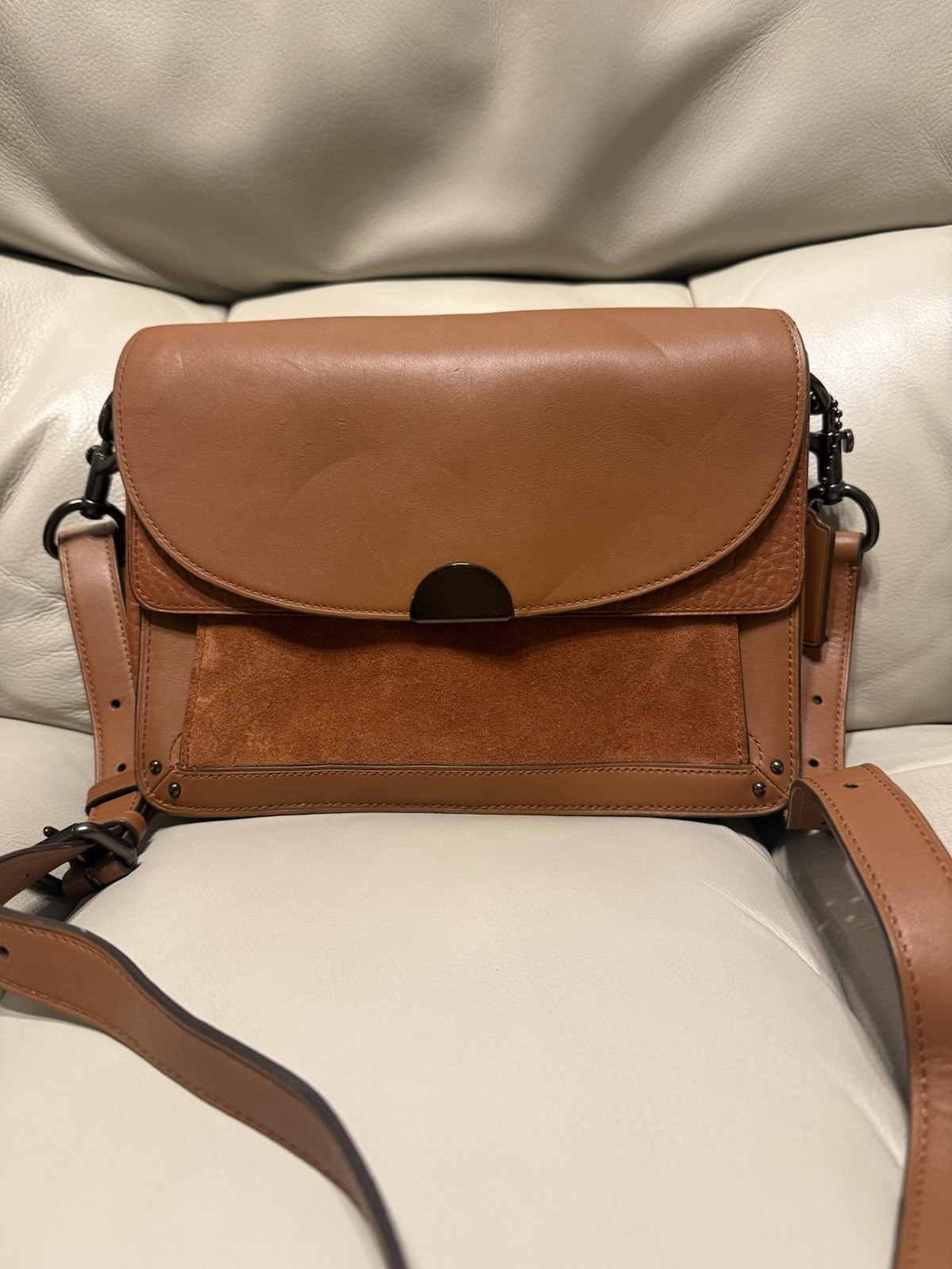 COACH Dreamer Shoulder Bag Leather Suede Saddle 73547 | eBay