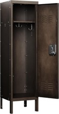 Metal Locker with 1 Lockable Door Industrial Black Steel Storage Locker 55.1" L