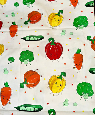 Hengli Happy Veggie Broccoli Carrot Bell Pepper Peas Fabric Cotton 36'' x 60'' BTY