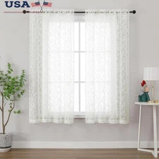 Light Filtering Jacquard Curtain Set 2 Panels Rod Pocket Window Drapes New