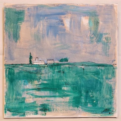 No.681 Original Abstract Minimal  Landscape Painting By K.A.Davis 