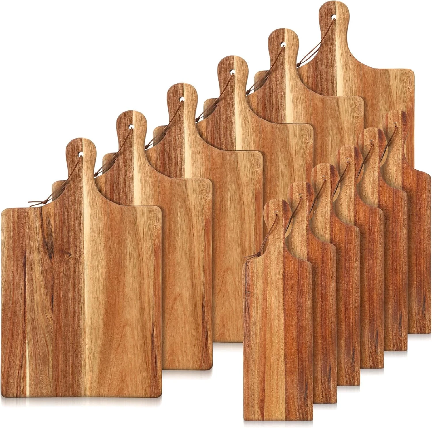 12 Pcs Wood Cutting Board Set Cutting Board with Handle Chopping Serving Board B
