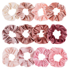 12Pcs Blush Theme Scrunchies Velvet Elastics for Women Pink Bobbles Soft Lovers