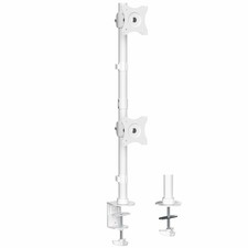 VIVO White Dual Computer Monitor Desk Mount, Vertical Array, 2 Screens up to 34"