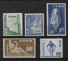 JAPAN 1949 VARIOUS COMMEMORATIVES MNH / LMH. SG 534, 535, 541, 543, 545. (H39)