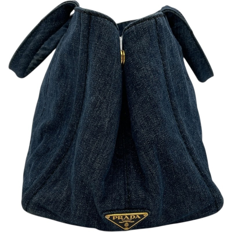 PRADA Canapa Bag Blue Denim Handbag Women s Used from japan thumbnail 3