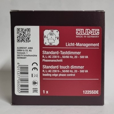 Jung 1225 SDE Standard-Tastdimmer 20-500 VA 1225SDE Licht-Management neu OVP