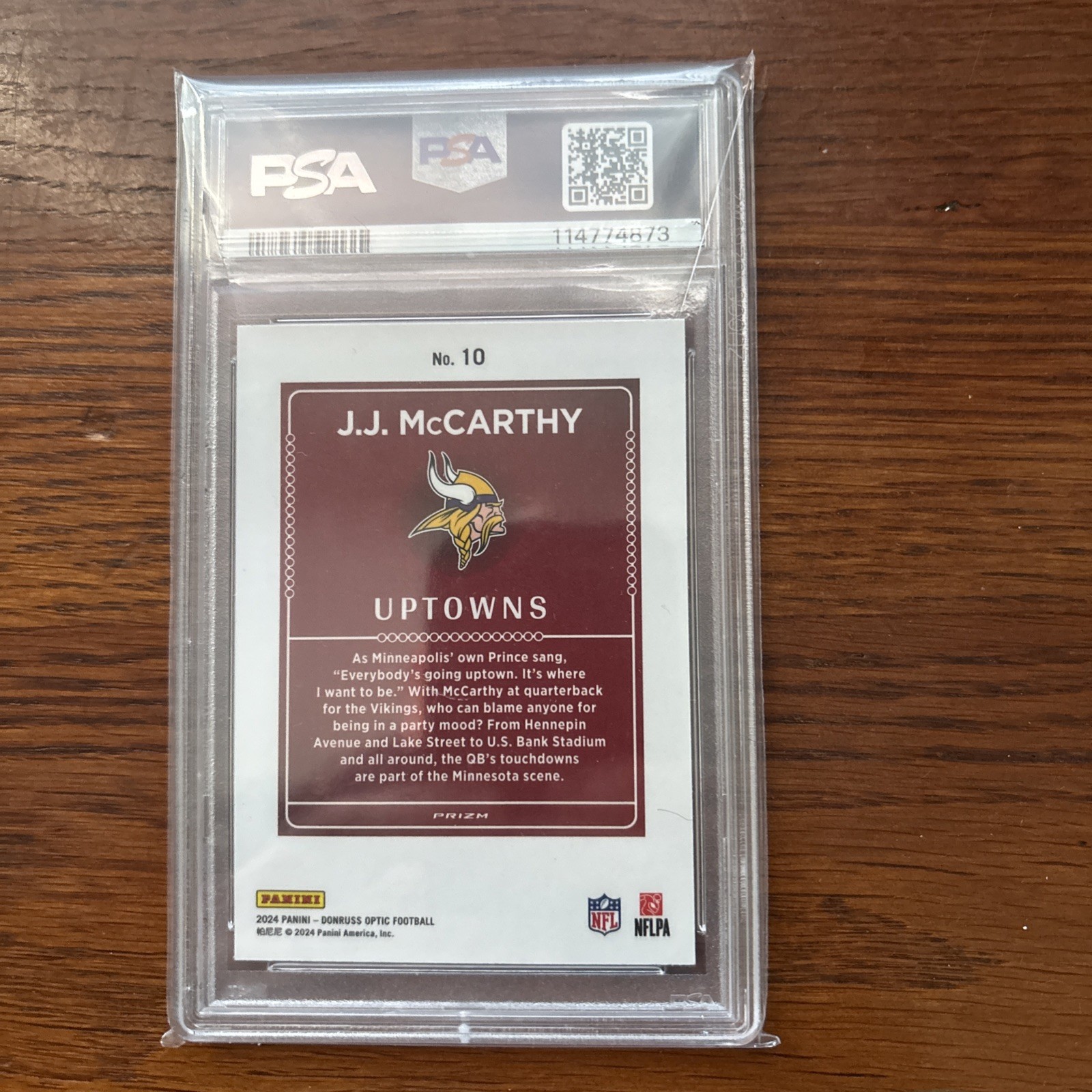 2024 Panini Donruss Optic - Uptowns J.J. McCarthy #10 PSA 9 (RC)
