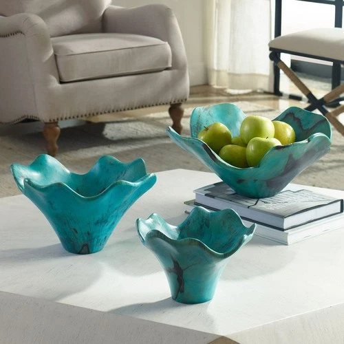 UTTERMOST 04178 TEO SPALTED TAMARIND WOOD WALL DECOR SOFT BLUE-GREEN SET OF 3 - Picture 3 of 8