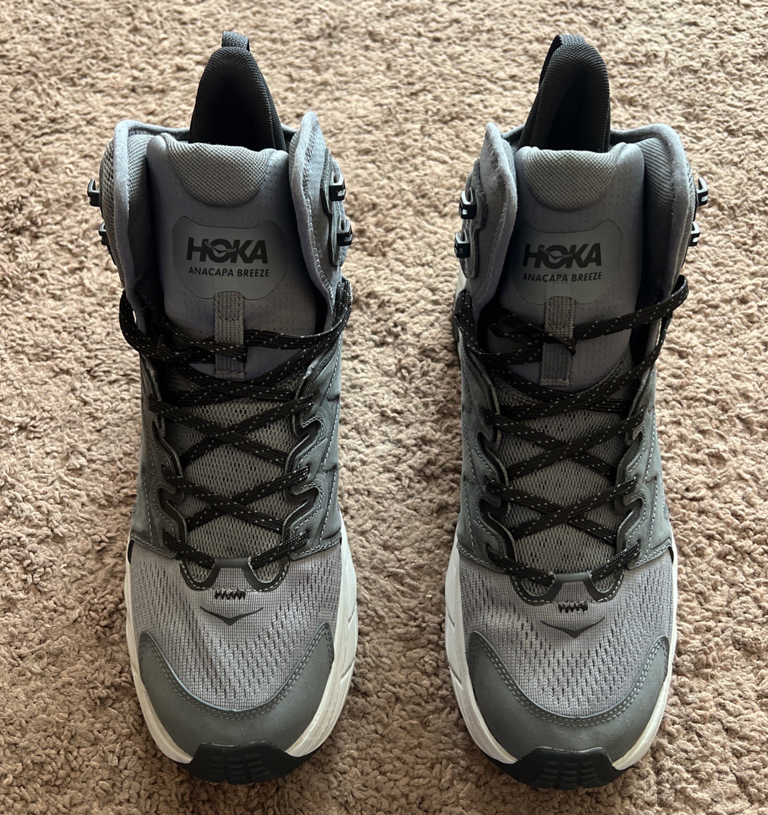 HOKA One Anacapa Breeze Mid Hiking Shoes Castlerock Grey Size 12.5