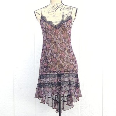 Victoria's Secret Sheer Slip Dress S Paisley Floral Nightie Flowy Y2K Festival 