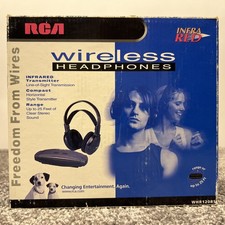 Vintage RCA Wireless Headphones- WHR120RS- Infrared- 25 Ft Range- Lightweight
