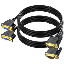 3FT VGA Extension Cable 2 Pack Male To Female 15 Pin Cord Extender Monitor